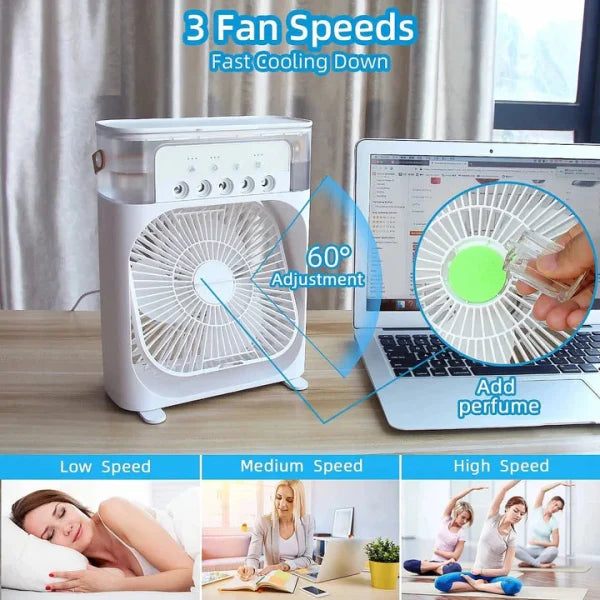 Portable Air Conditioner Fan USB Electric Fan With Led Night Light,
